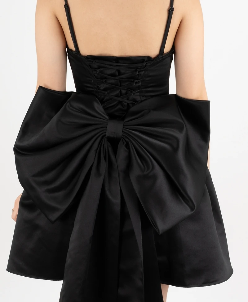 Dear Moon Juniors' Cowl Neck Bow Back Dress