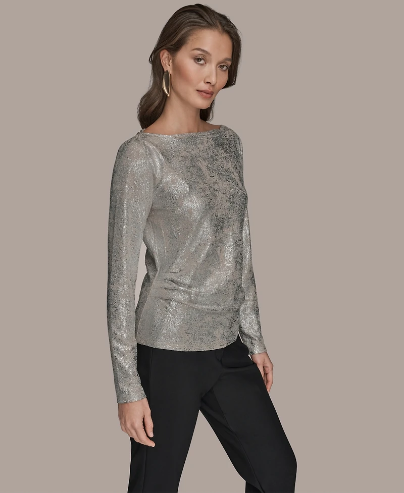 Donna Karan New York Women's Long-Sleeve Foil Top