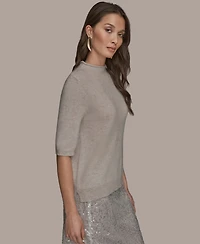 Donna Karan New York Women's Short-Sleeve Mock Neck Sweater