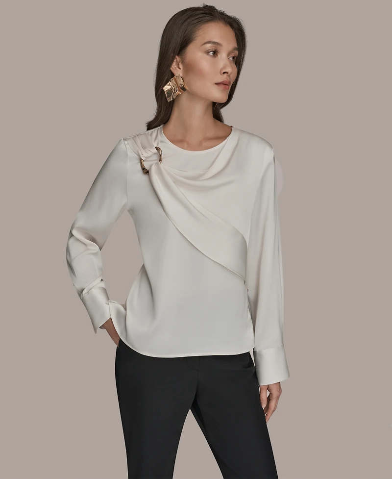 Donna Karan New York Women's Scoop Neck Long-Sleeve Top