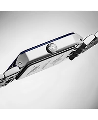 Stuhrling 4084 Modern Rectangular Bracelet Watch - Sunray Dial, Date Display, Slim Stainless Design