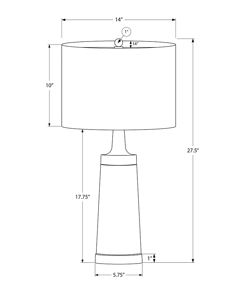 Monarch Specialties Lighting 28" Metal Table Lamp
