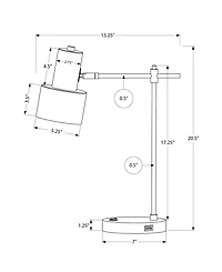 Monarch Specialties Lighting 21" Metal Table Lamp