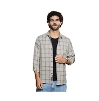 Campus Sutra Men's Coin Grey BiGraph-Check Shirt