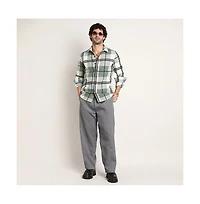 Campus Sutra Men's Sage Green Overlap Buffalo Shirt