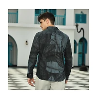 Campus Sutra Men's Viridian Green Foliage-Outline Shirt