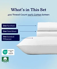 Soft Twin Cotton Sheet Set - 400 Thread Count 100% Sateen