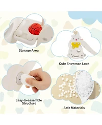 Costway 7-in-1 Toddler Slide with Height Adjustable Basketball Hoop & Swing Golf Soccer