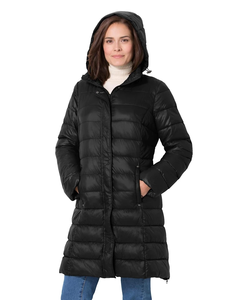 Woman Within Plus Long Packable Puffer Jacket