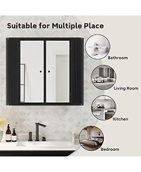 Clihome Green Wall-Mounted Bathroom Cabinet with Mirror – Ideal for Bathroom, Living Room, Kitchen & Dining Area