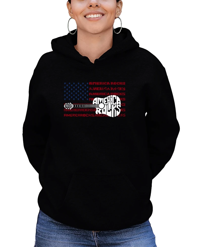 La Pop Art Women's America Rocks Word Long Sleeve Sweatshirt