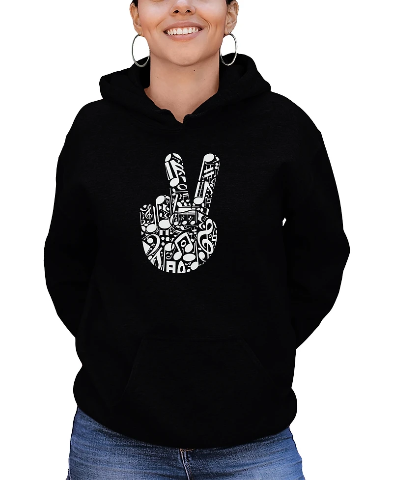 La Pop Art Women's Peace Finger Notes Word Long Sleeve Sweatshirt