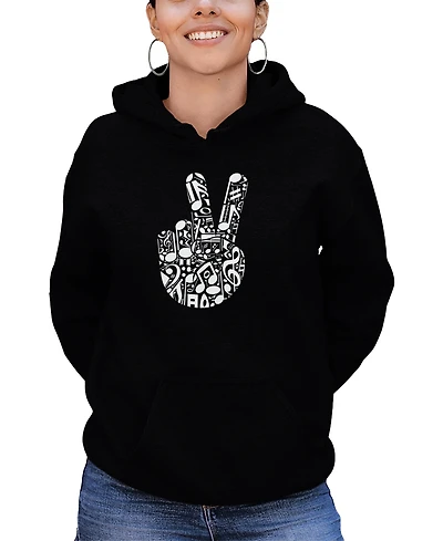 La Pop Art Women's Peace Finger Notes Word Long Sleeve Sweatshirt