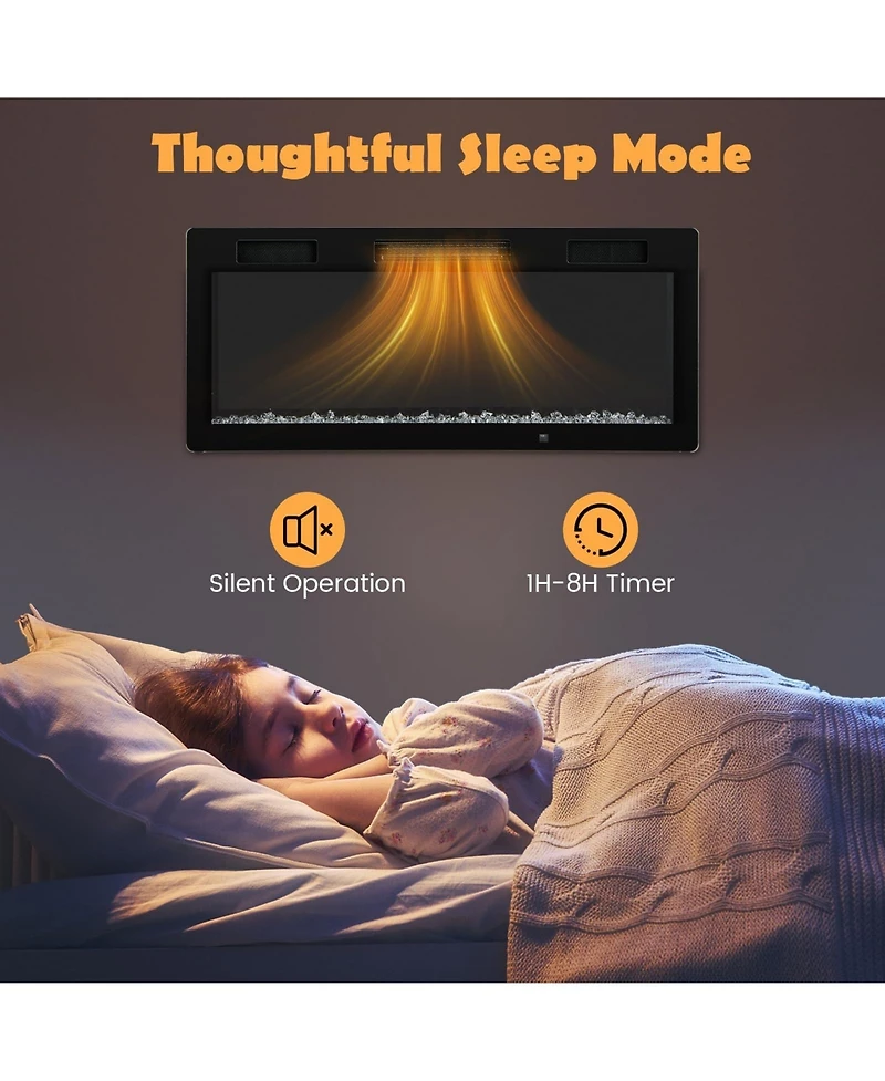 Sugift-Electric Fireplace 40 Inches Recessed and Wall Mounted for 2' x 6' Stud