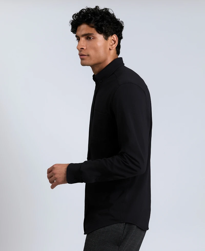 Kenneth Cole Men's Slim-Fit Plain White Performance Long-Sleeve Button-Down Shirt