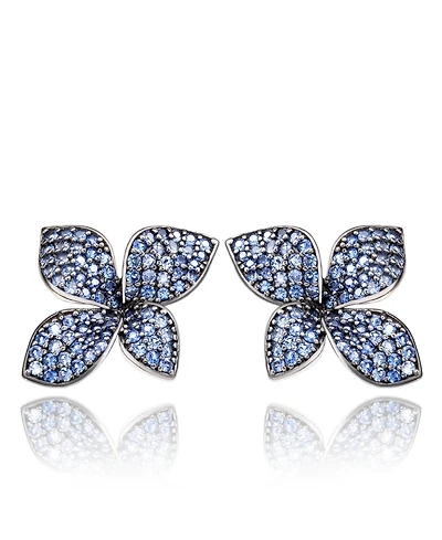Suzy Levian Sterling Silver Sapphire Flower Earrings