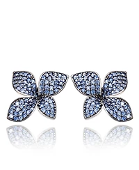 Suzy Levian Sterling Silver Sapphire Flower Earrings