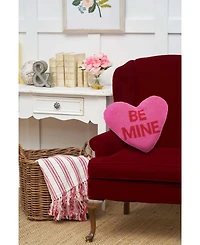 15" x 17" Valentine's Day "Be Mine" Heart Shaped Hooked Accent Throw Pillow