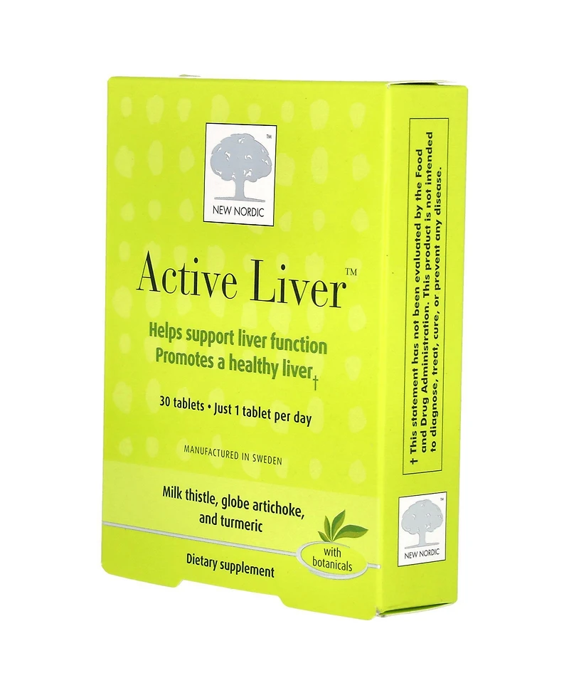 New Nordic Active Liver | Daily Liver Supplement | Milk Thistle, Artichoke & Turmeric | for