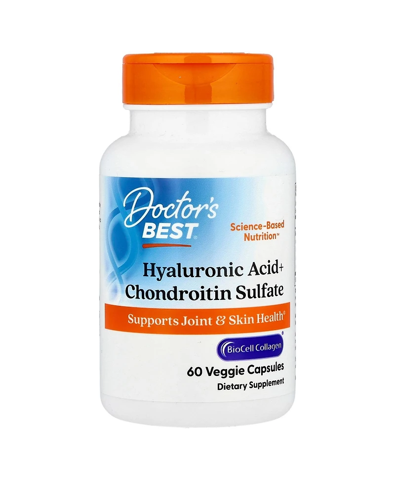 Doctor's Best Hyaluronic Acid + Chondroitin Sulfate with BioCell Collagen - 60 Veggie Caps