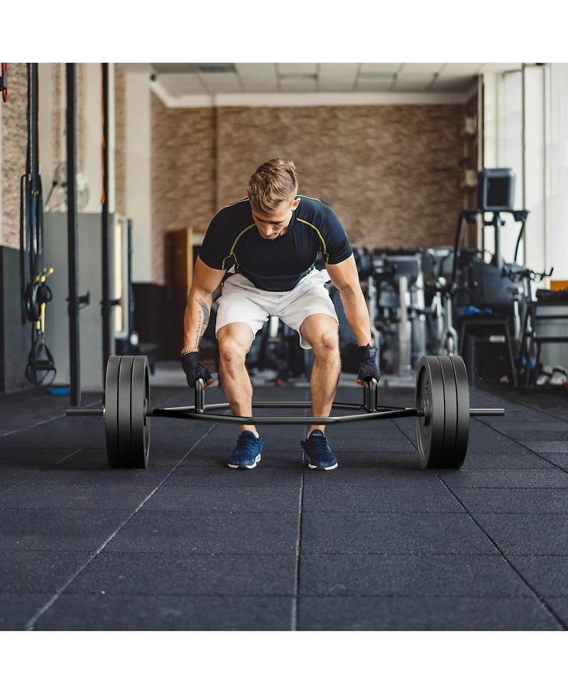 Skonyon Olympic Hex Trap Bar with 2 Spring Collars and Foldable Handle