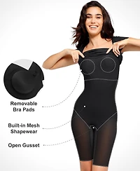 Popilush Women's Shapewear Short Sleeve Low-Back Bodycon Midi Dress