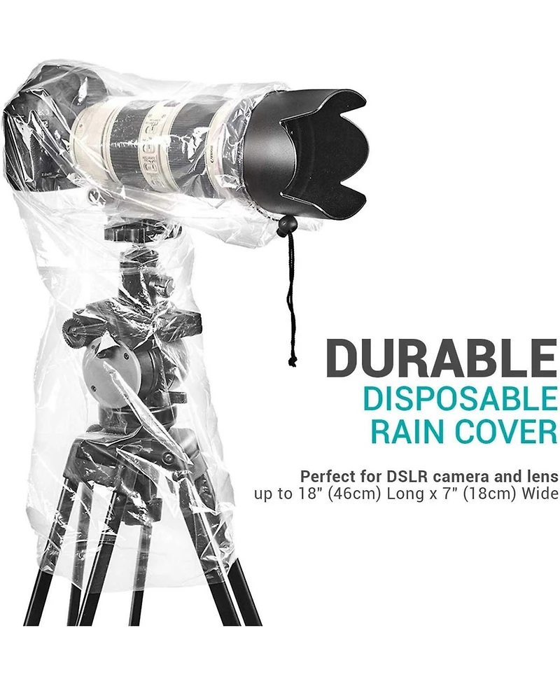 Movo (5 Pack) RC1 Clear Rain Cover for Dslr Camera & Lens up to 18 Long