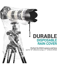Movo (5 Pack) RC1 Clear Rain Cover for Dslr Camera & Lens up to 18 Long