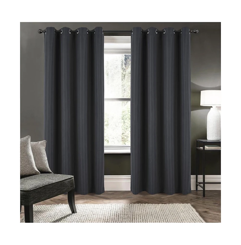 Rt Designers Collection Barron 100% Blackout Grommet Curtain Panel 54" x 90" Charcoal