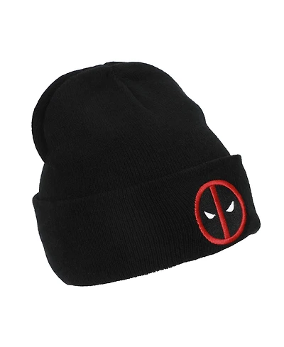 Marvel Men's Deadpool Logo Embroidery Acrylic Knit Standard Cuff Beanie