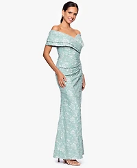 Betsy & Adam Women's Long Off-The-Shoulder Dress