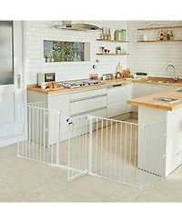 Sugift 115 Inch Length 5 Panel Adjustable Wide Fireplace Fence-White