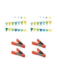 Savage 53"x18' Printed Background Paper, Party Banners, 2-Pack, Bundle with 4x 1-1/4x1" Steel Spring Orange Clamp