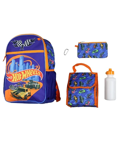 Hot Wheels 5 Piece Backpack Race Car Design Tote Bag Set