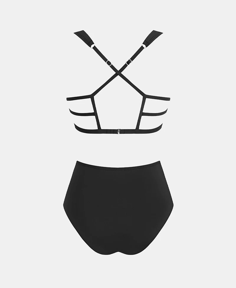 Cupshe Women's Deep V Cowl Neck Ruching Bikini Sets