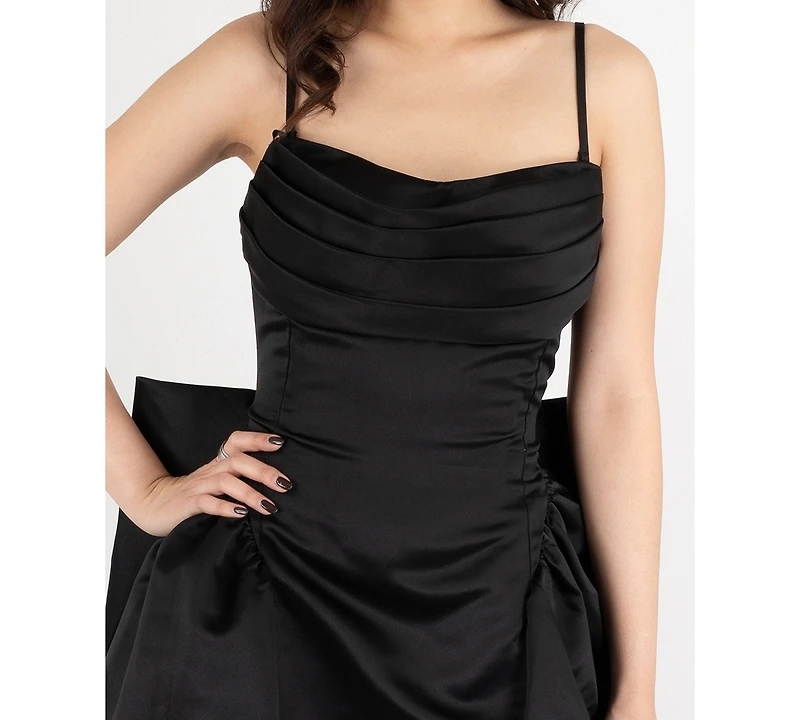 Dear Moon Juniors' Cowl Neck Bow Back Dress