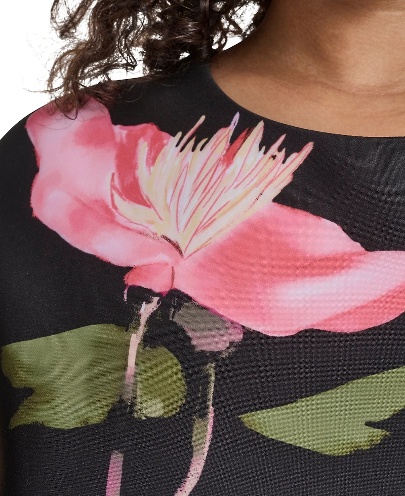 Vince Camuto Plus Jewel Neck Midi Dress