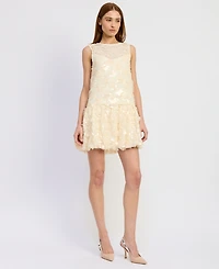 En Saison Women's Emryn Crewneck Sleeveless Bubble Hem Shift Mini Dress