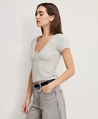 Good American Women's V-Neck Short-Sleeve Top