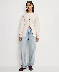 Good American Women's Crewneck Long-Sleeve Cardigan Sweater