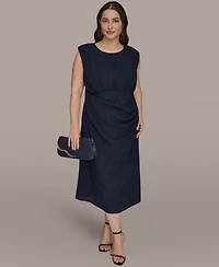 Donna Karan New York Plus Jewel Neck Midi Dress
