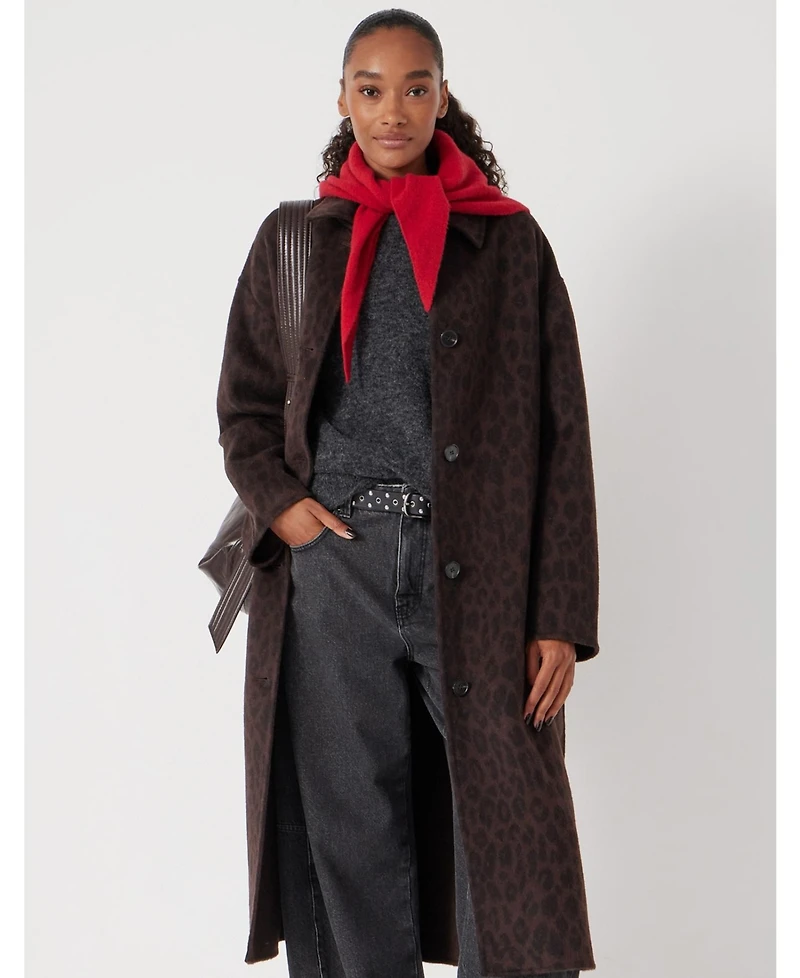 Hush Women's Edie Pure Wool Leopard Double Faced Coat