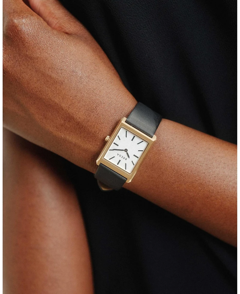 Breda Women's 'Virgil' 1736b Black Leather Strap Watch, 26mm