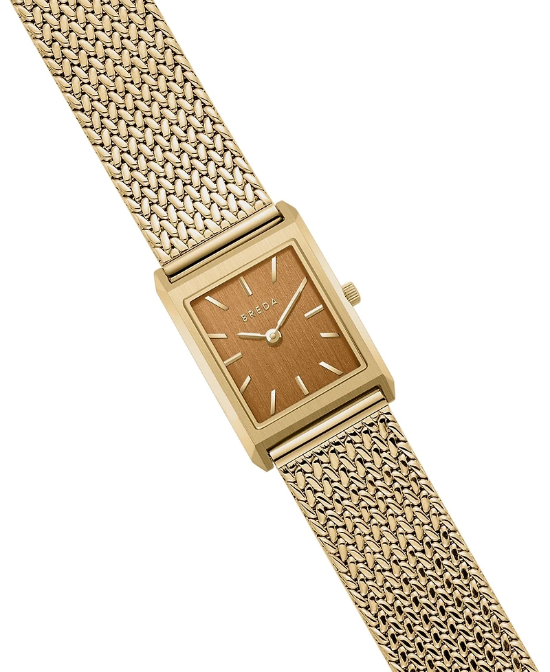 Breda Women's 'Virgil Tethered' Gold Stainless Steel Mesh Watch, 20mm