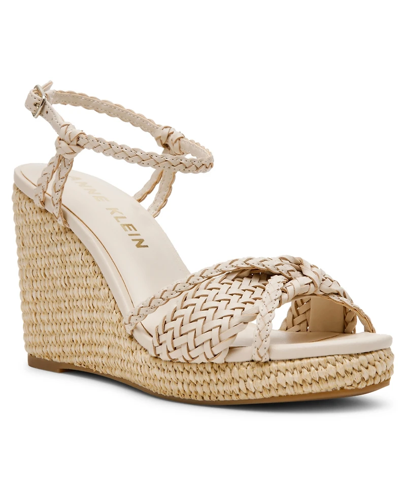 Anne Klein Women's Vow Braided Wedge Heel Sandals