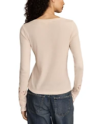 Lucky Brand Women's Cutwork Notch Neck Top
