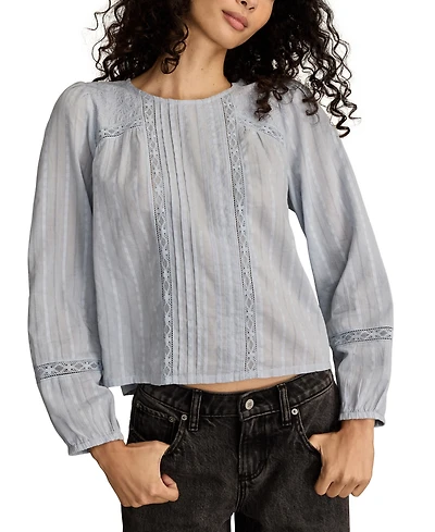 Lucky Brand Women's Long-Sleeve Novelty Femme Top