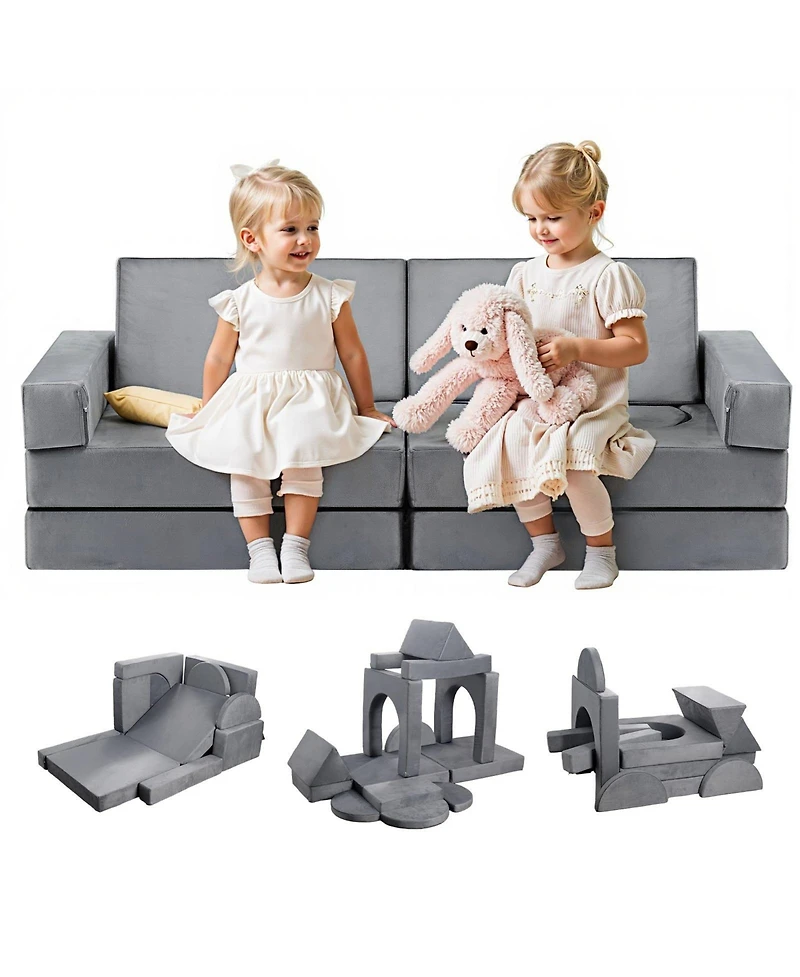 Slickblue 14-Piece Modular Kids Play Couch Sectional with Armrests
