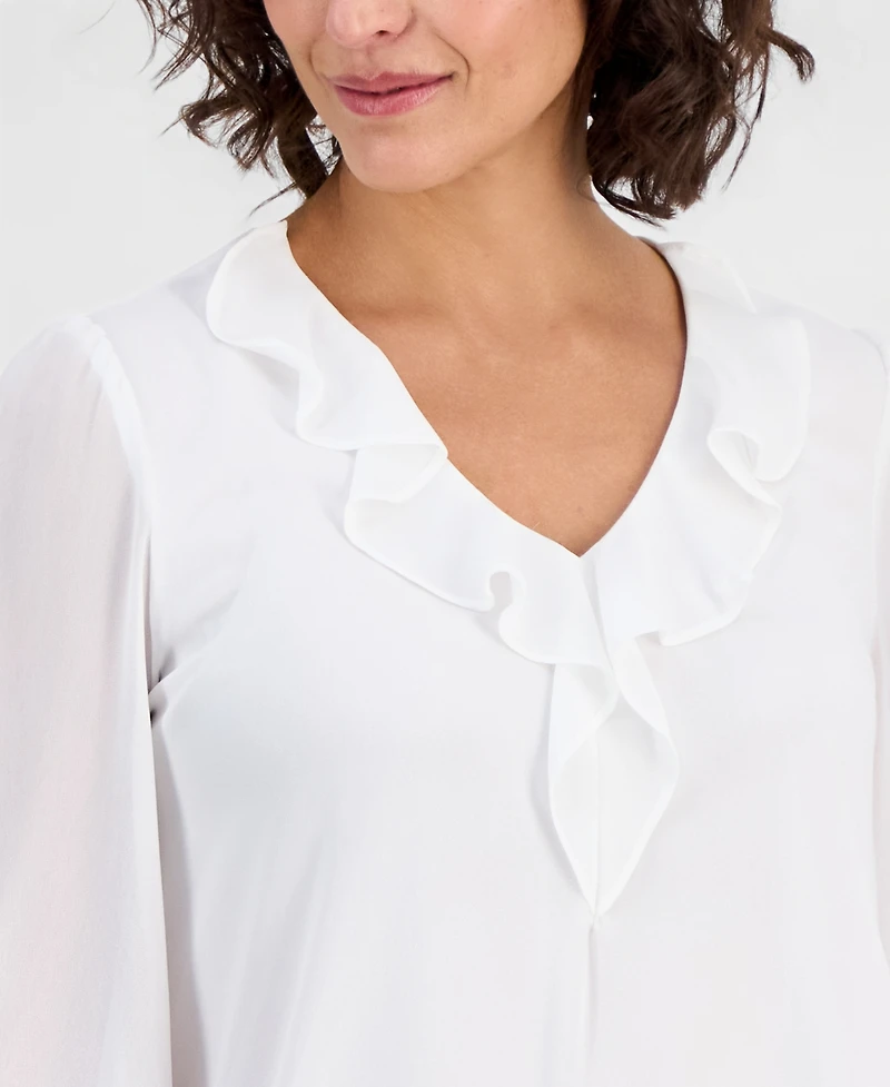 Kasper Women's Ruffled Blouson-Sleeve Blouse