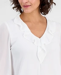 Kasper Women's Ruffled Blouson-Sleeve Blouse
